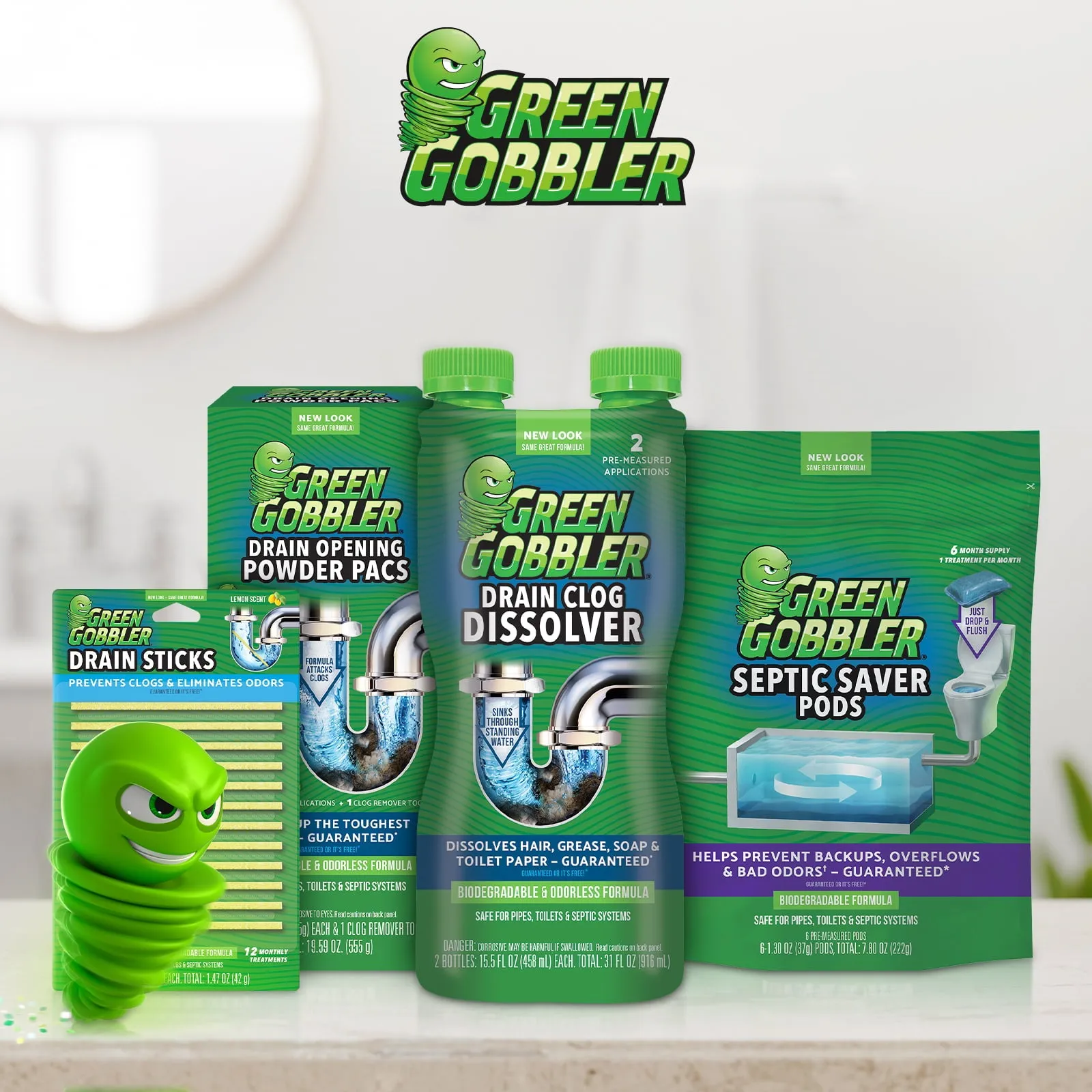 Green Gobbler DISSOLVE Liquid Hair & Grease Clog Remover / Drain Opener /Cleaner