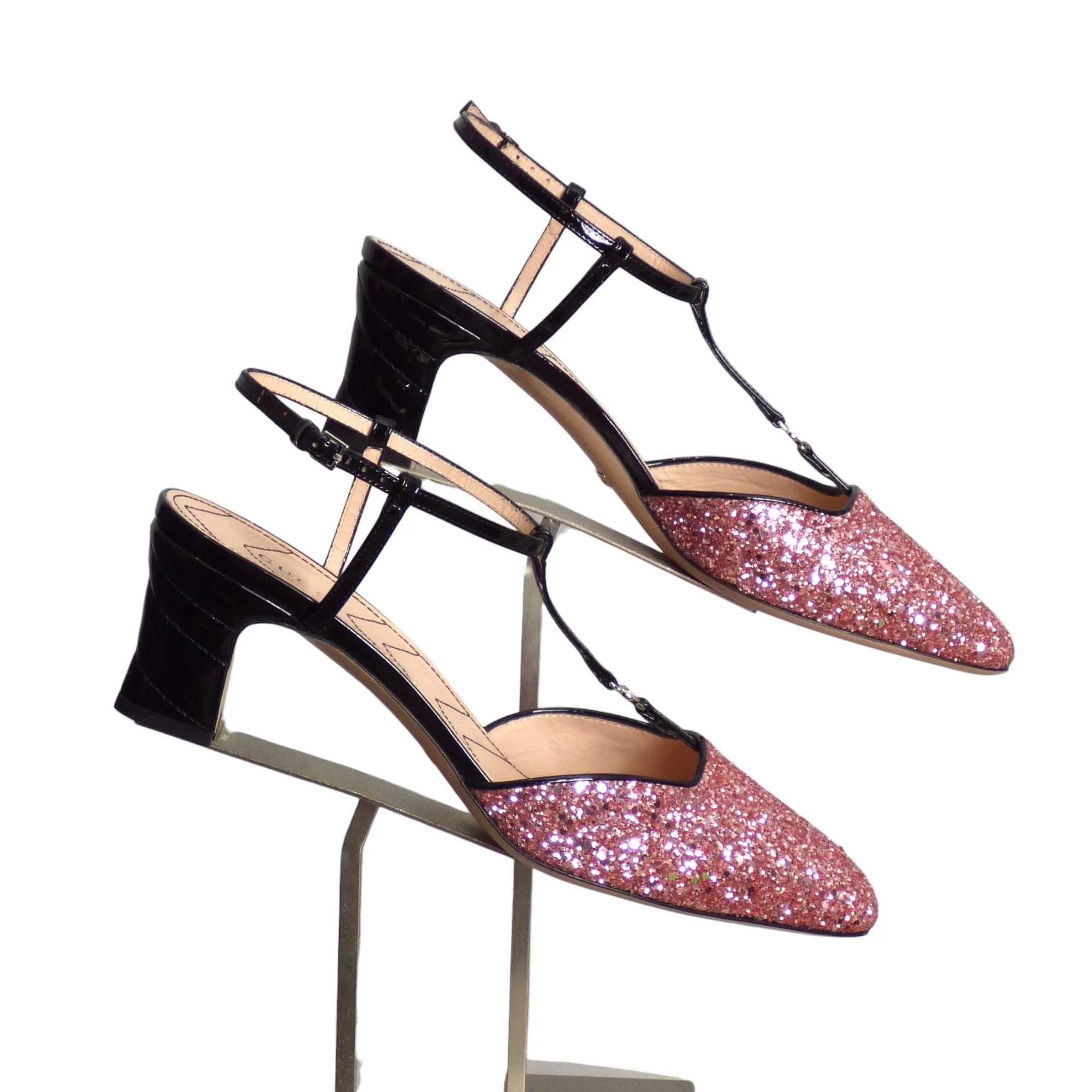 GUCCI- NIB T-Strap Glitter Sandals, Multiple Sizes Available
