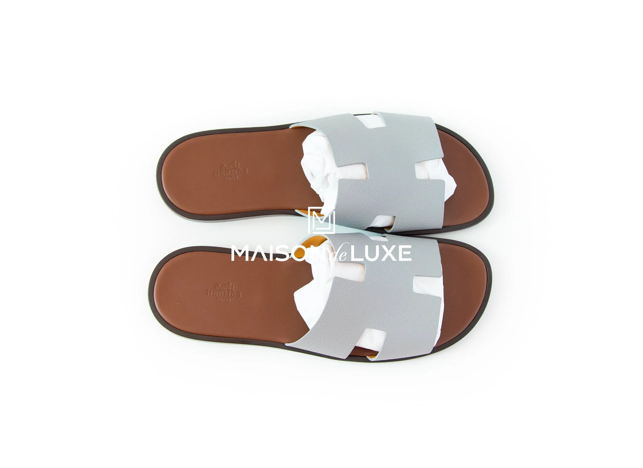Hermes Men's Blue Glacier Marron Izmir Sandal 45