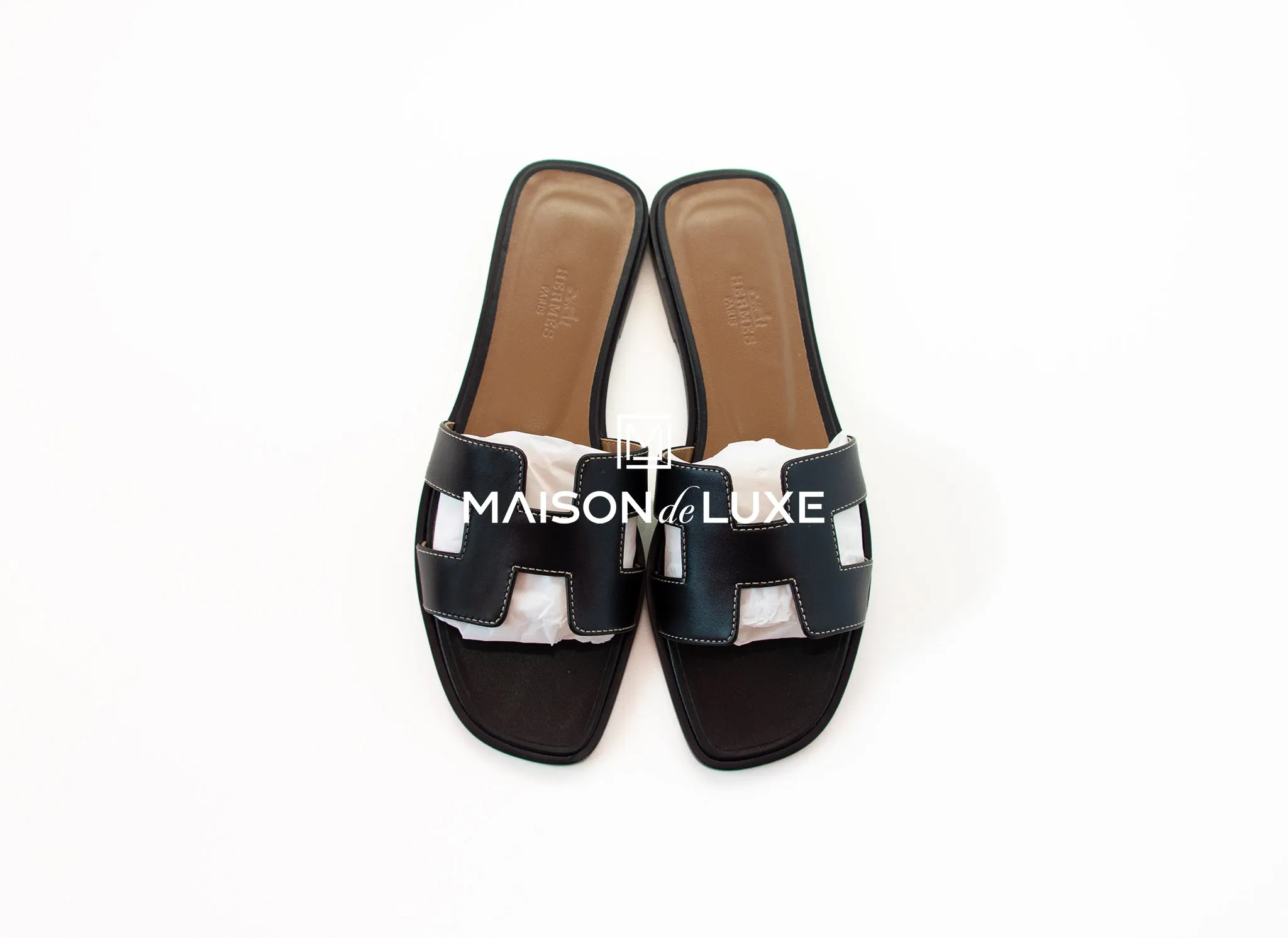 Hermes Women's Black Oran Sandal Slipper 37 Shoes