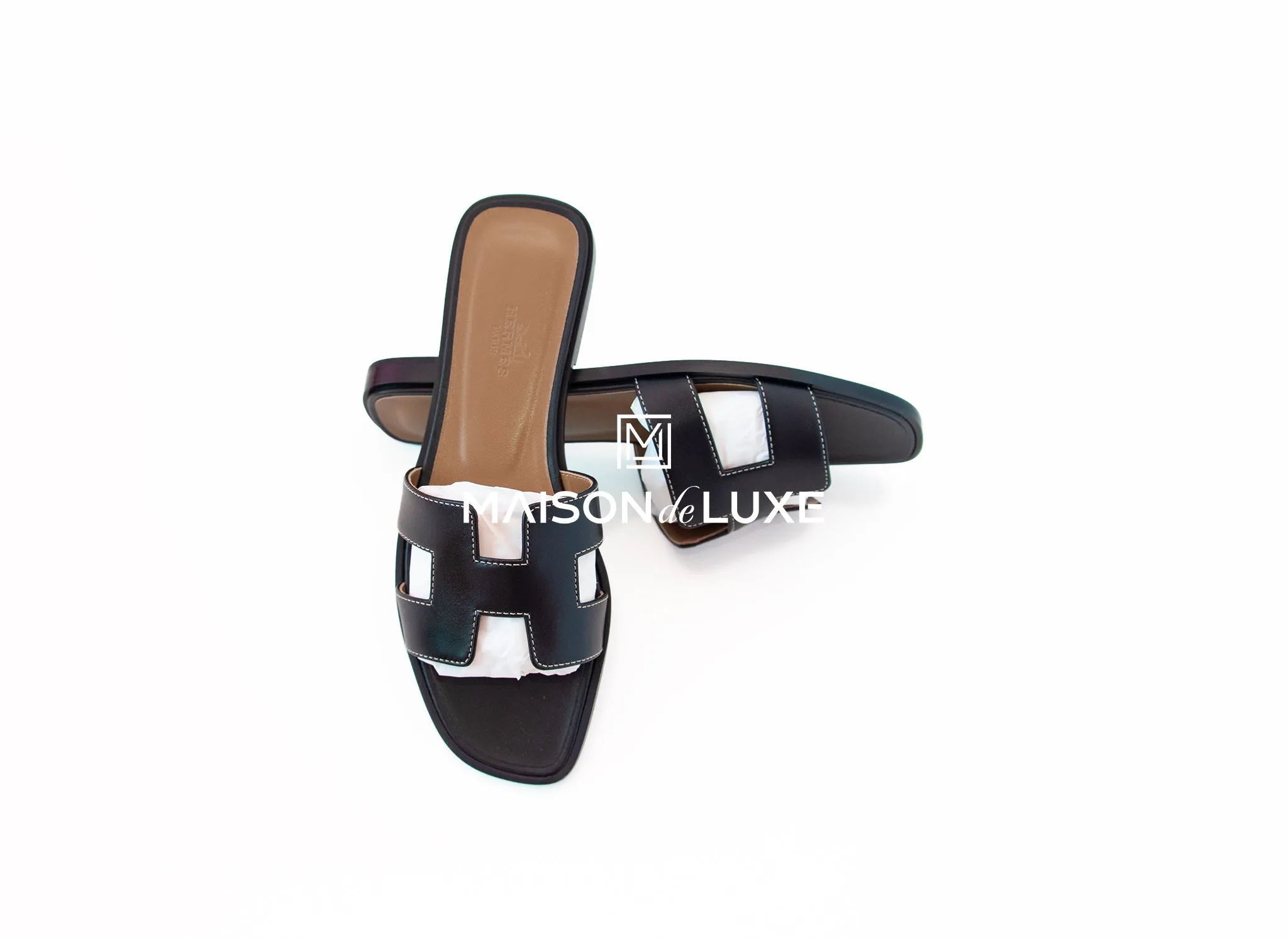 Hermes Women's Black Oran Sandal Slipper 37 Shoes