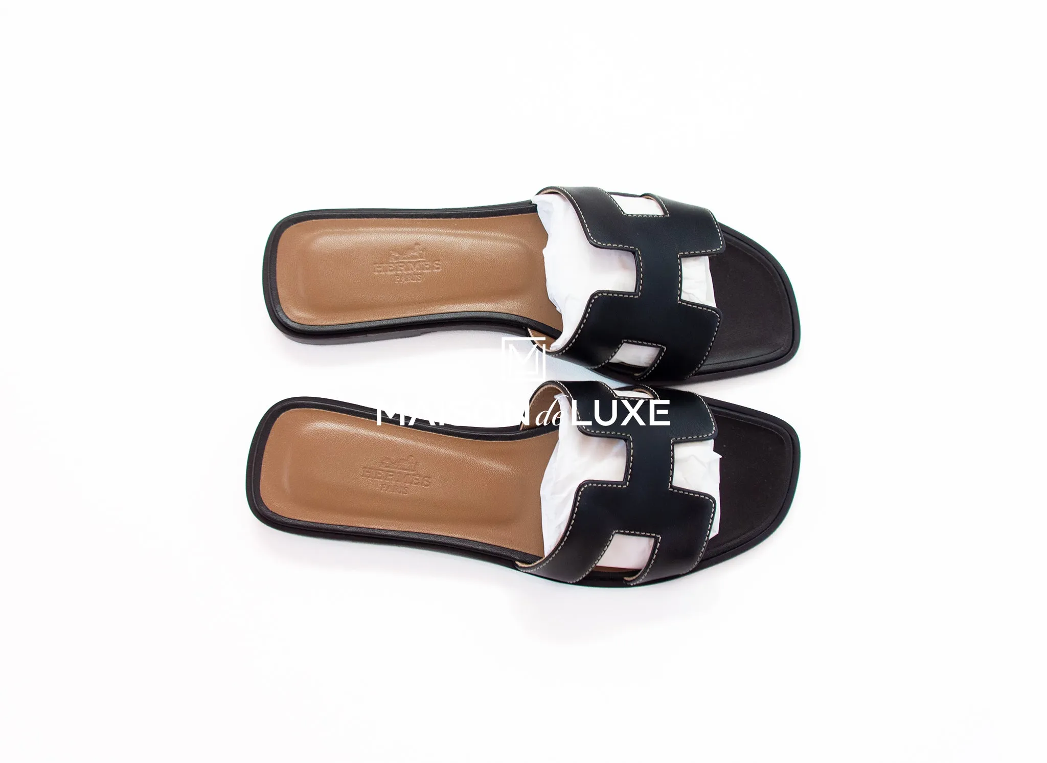 Hermes Women's Black Oran Sandal Slipper 37 Shoes
