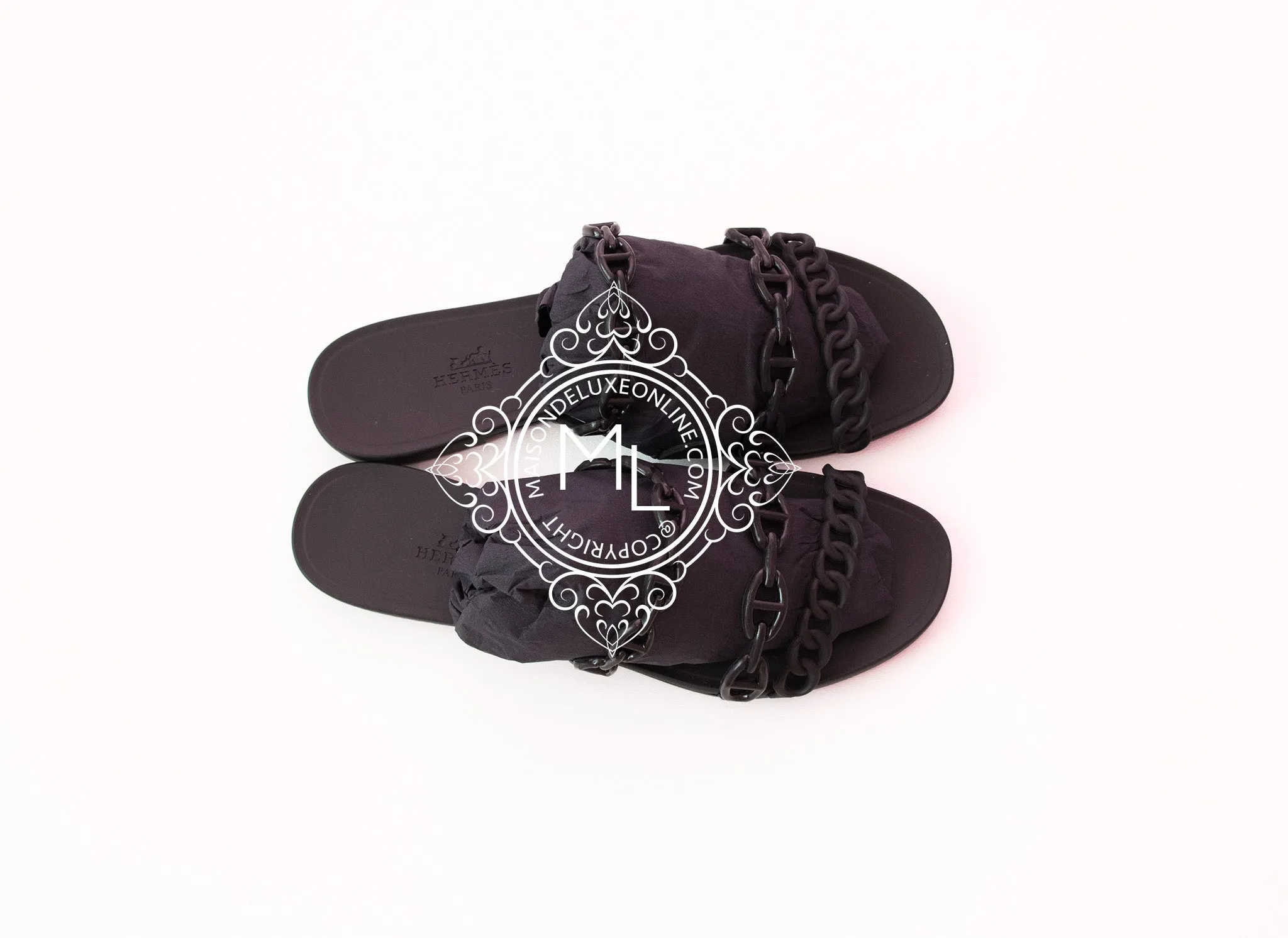 Hermes Womens Rivage Jelly Black Sandal Slipper 37 Shoes