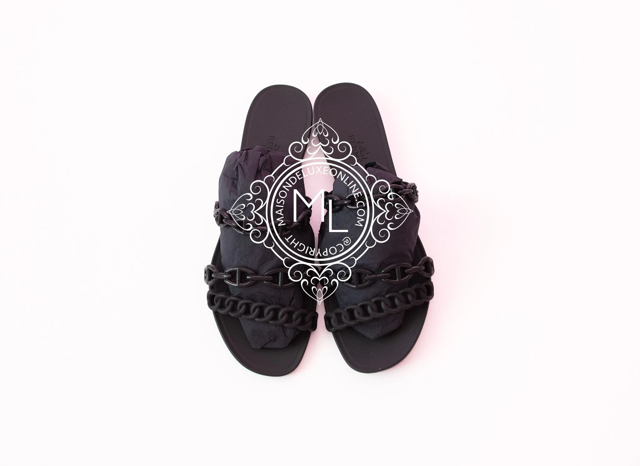 Hermes Womens Rivage Jelly Black Sandal Slipper 37 Shoes