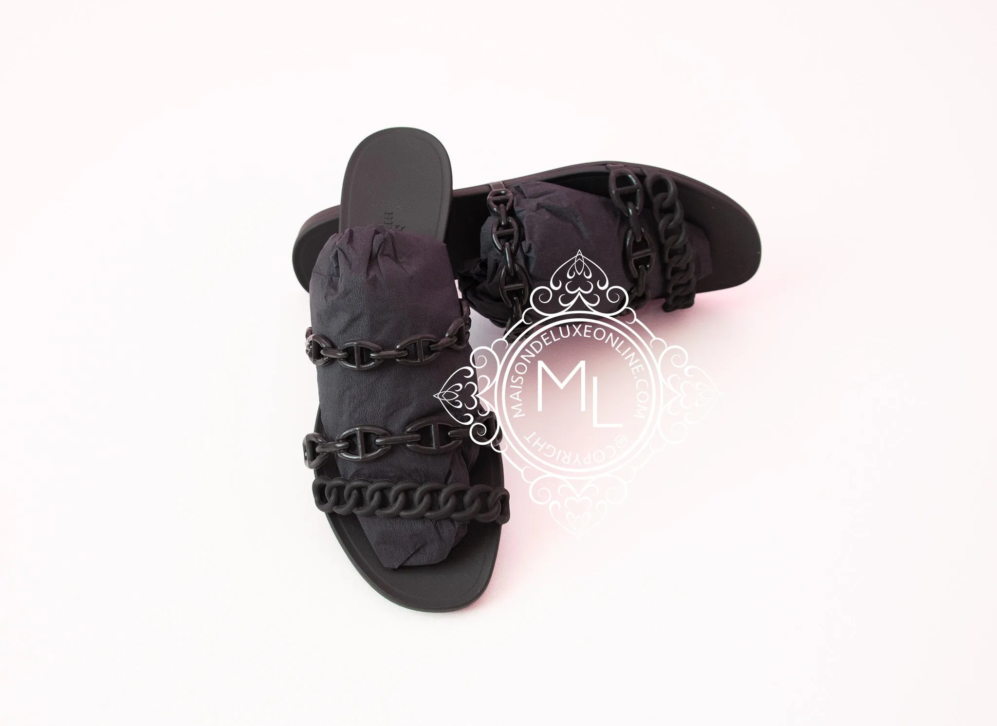 Hermes Womens Rivage Jelly Black Sandal Slipper 37 Shoes