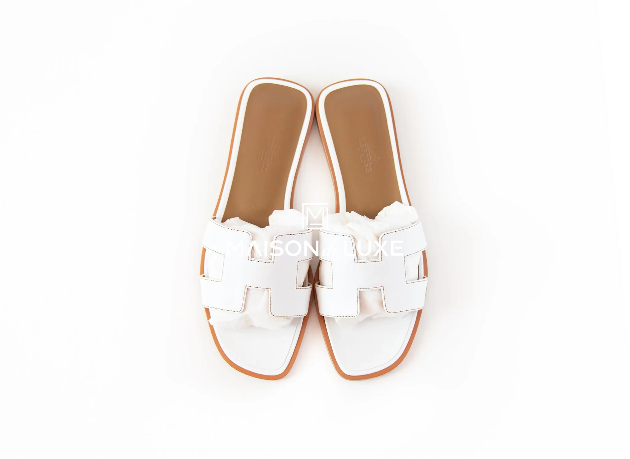 Hermes Women's White Oran Sandal 36