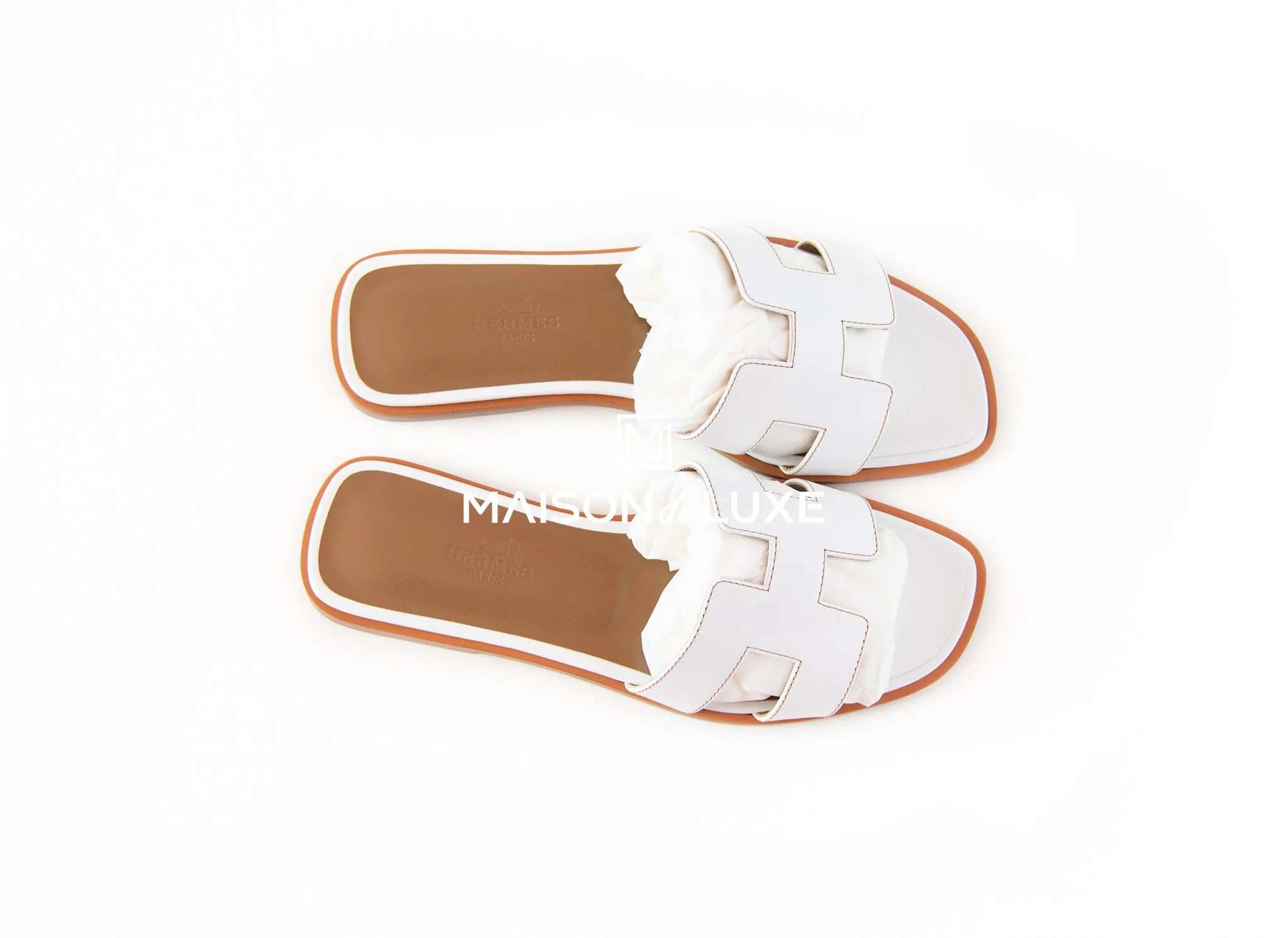 Hermes Women's White Oran Sandal 36