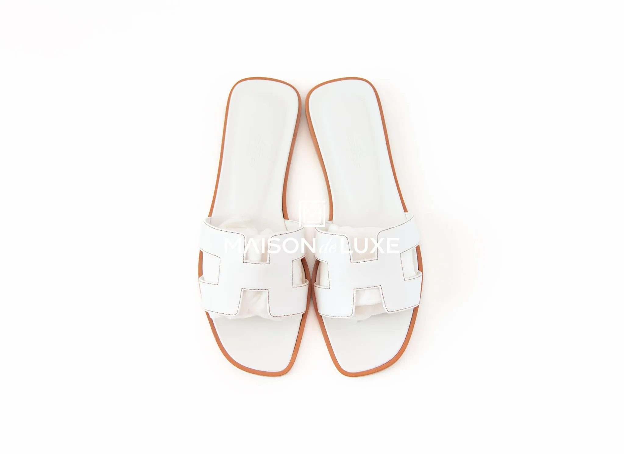 Hermes Women's White Oran Sandal 37