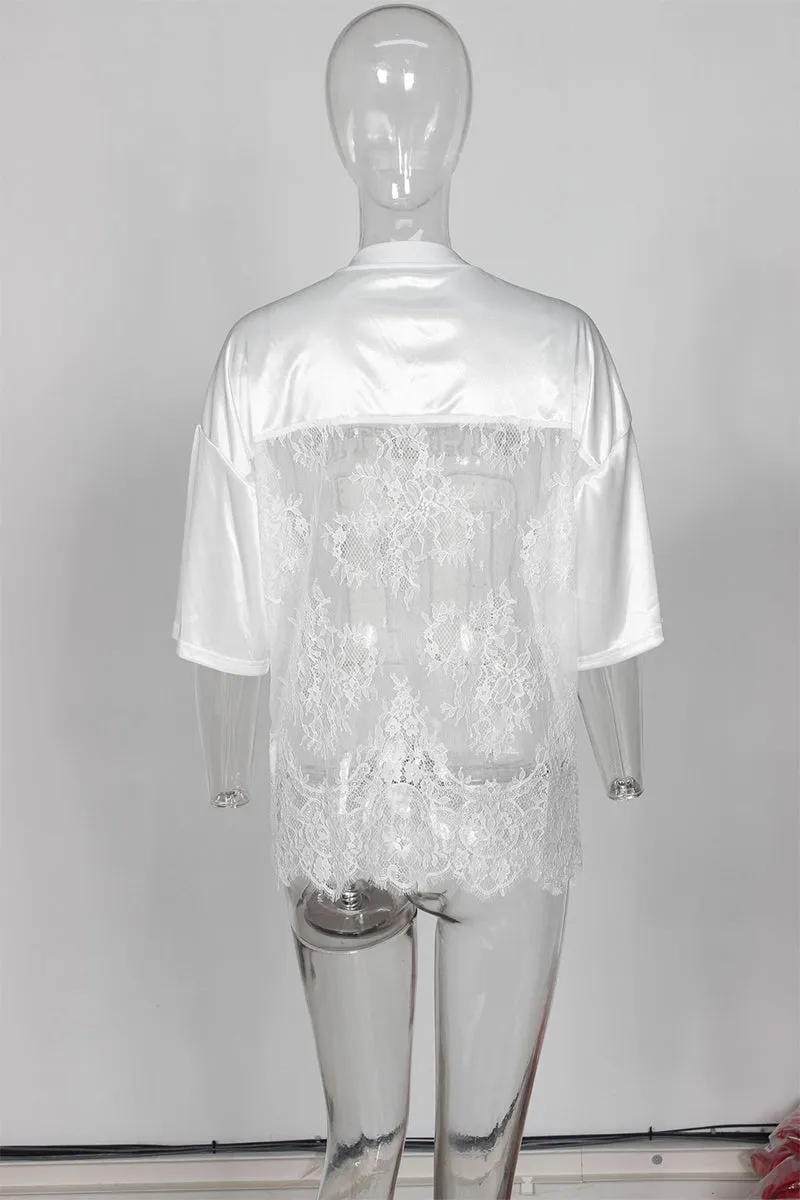 HTZ1095 Oversized Satin Jersey Tee Dress Top