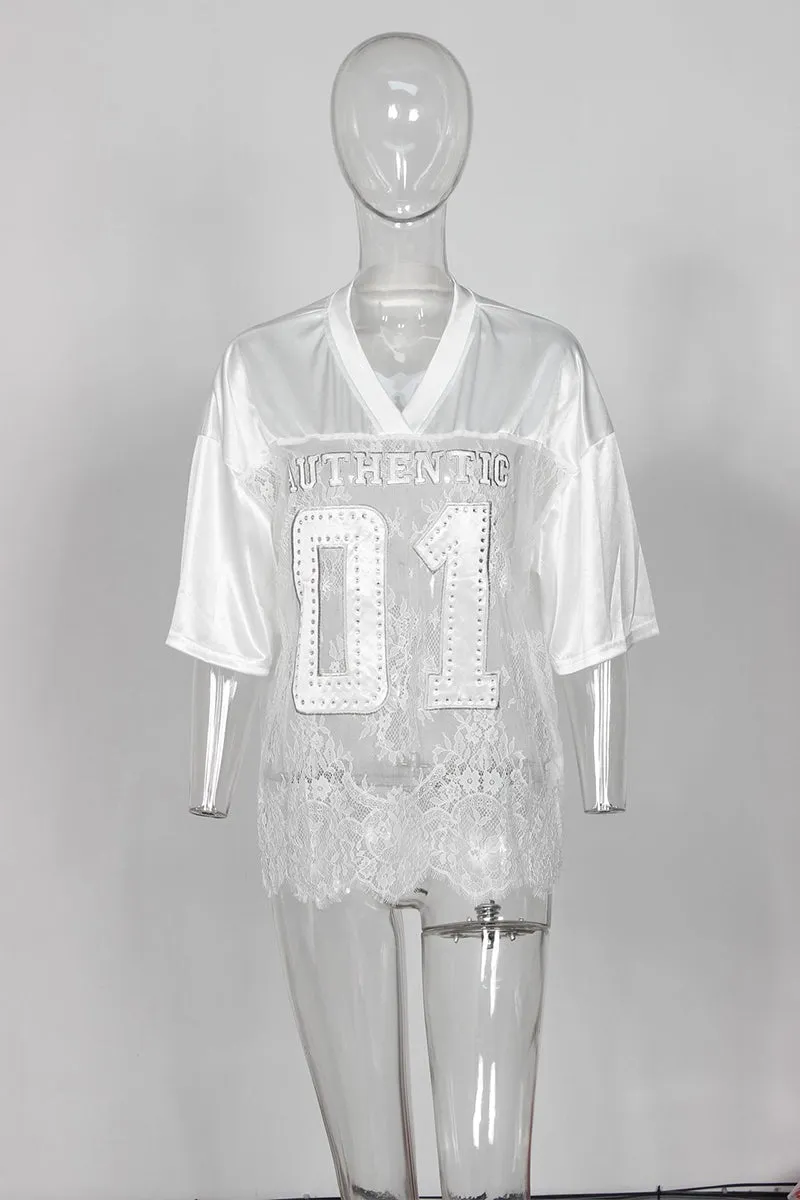 HTZ1095 Oversized Satin Jersey Tee Dress Top