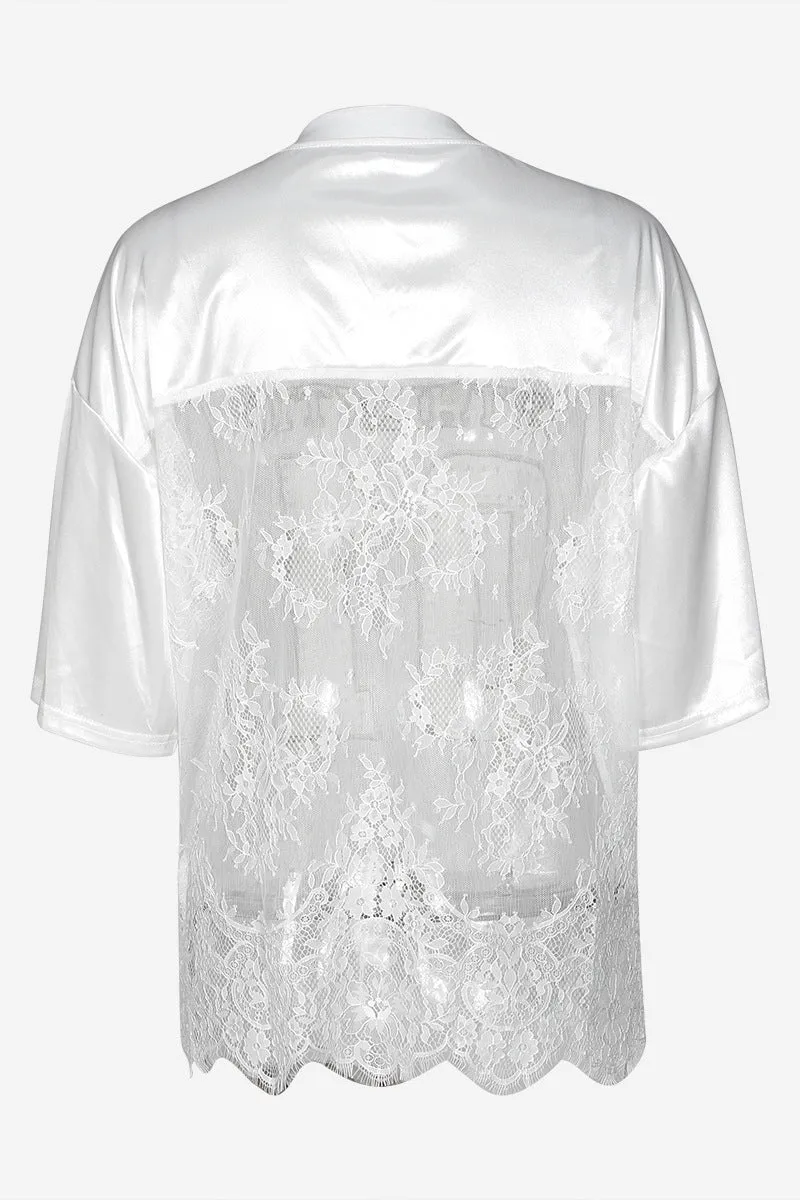 HTZ1095 Oversized Satin Jersey Tee Dress Top