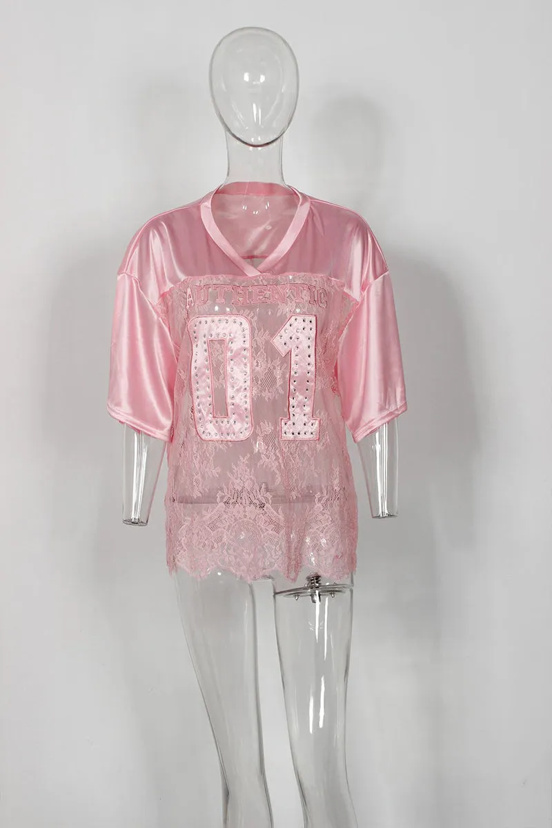 HTZ1095 Oversized Satin Jersey Tee Dress Top