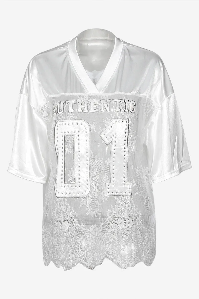 HTZ1095 Oversized Satin Jersey Tee Dress Top