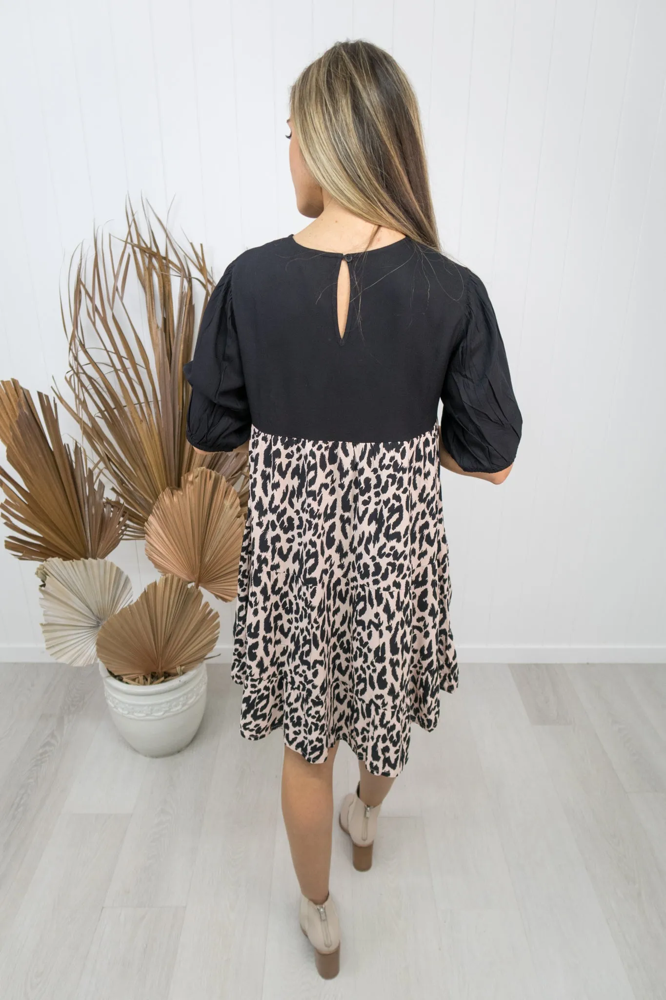 Jaden Dress -Black/leopard