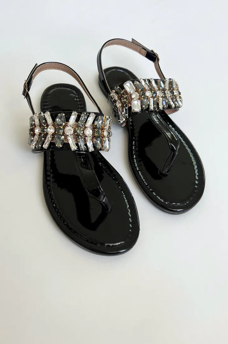 Jeweled Holographic Sandals