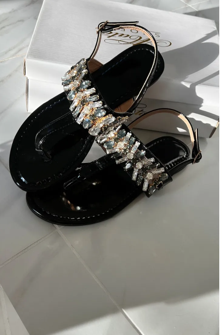 Jeweled Holographic Sandals
