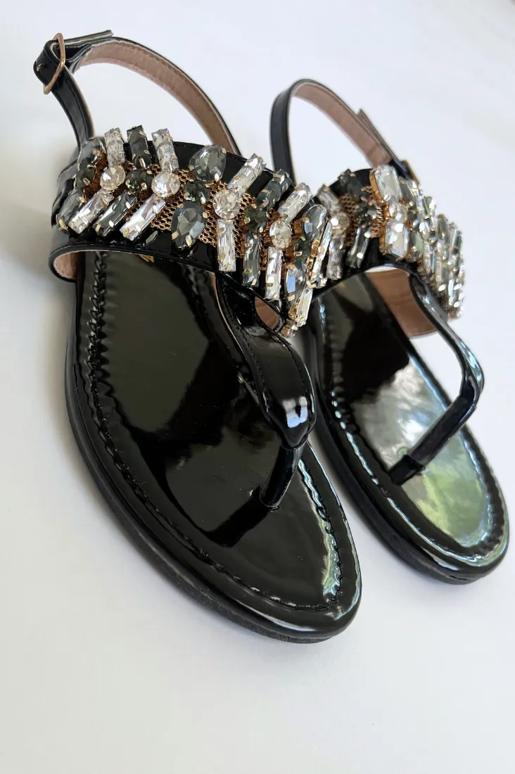Jeweled Holographic Sandals