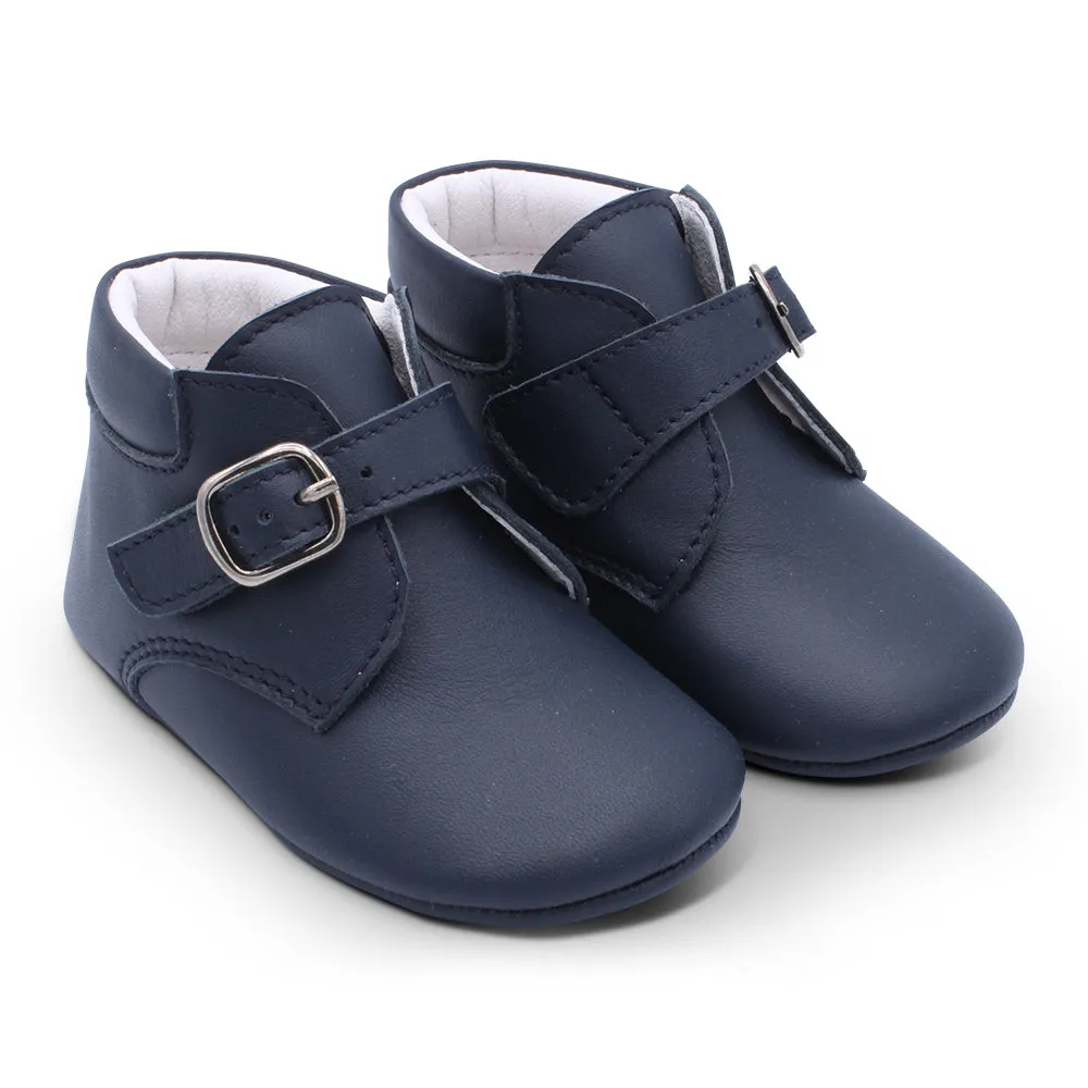 'Jose' Boys Navy Leather Pre-Walker Boots