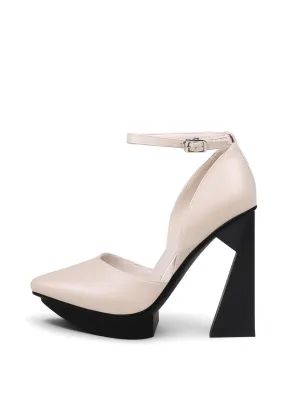 Kaylee Leather Ankle Strap Sandal - Beige
