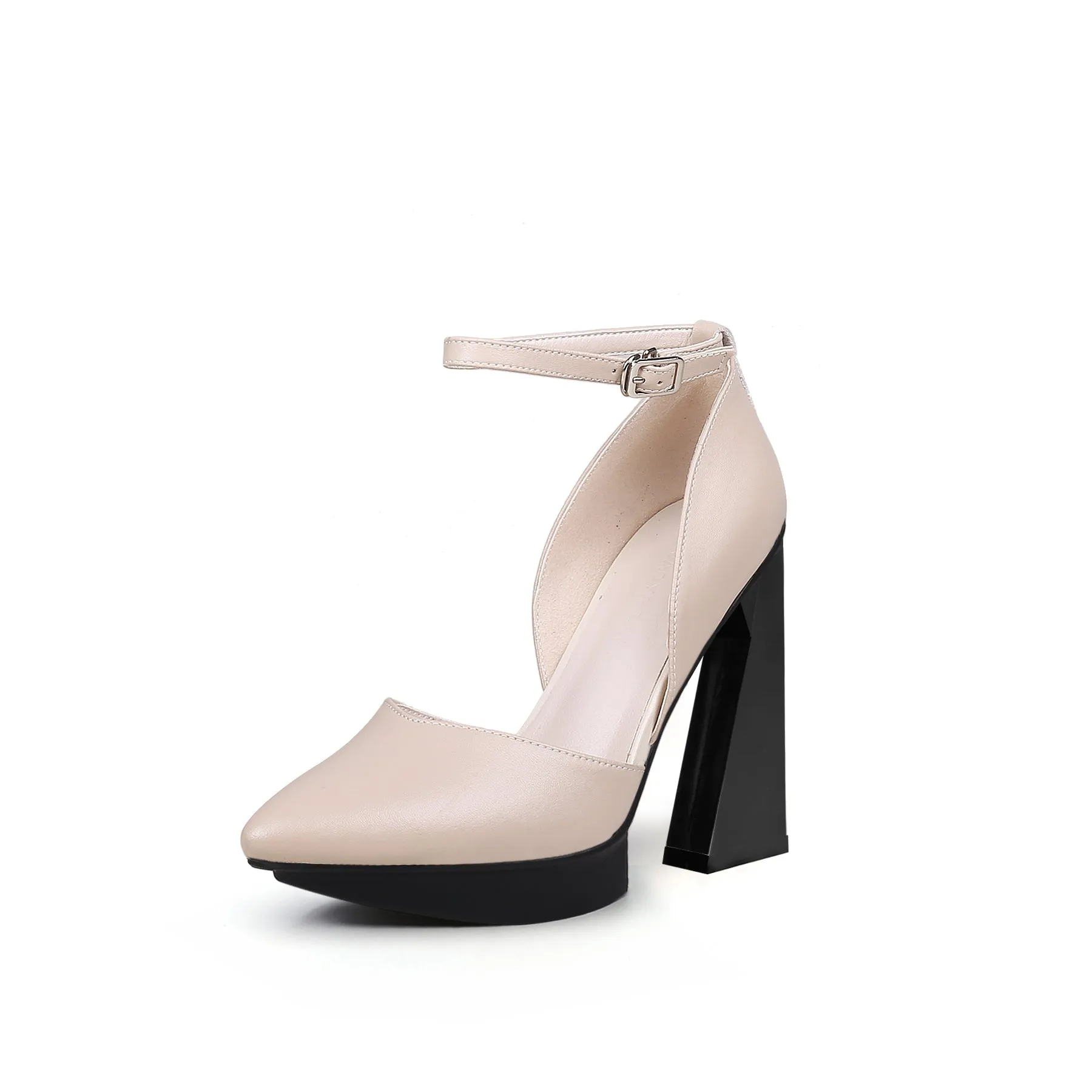 Kaylee Leather Ankle Strap Sandal - Beige
