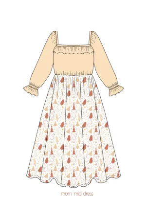 Khaki Christmas Tree Applique Women Dress