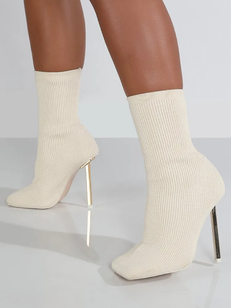 Knit Stiletto Heel Sock Ankle Boots