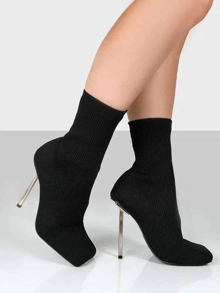 Knit Stiletto Heel Sock Ankle Boots