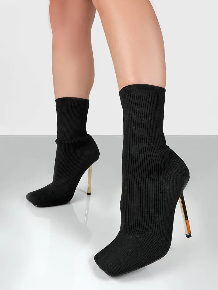 Knit Stiletto Heel Sock Ankle Boots