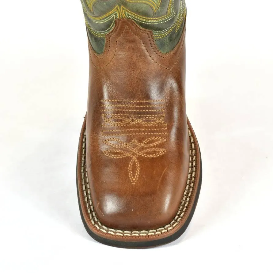 Laredo Women’s Square Toe Brown Leather Western Roper Boot 4-5