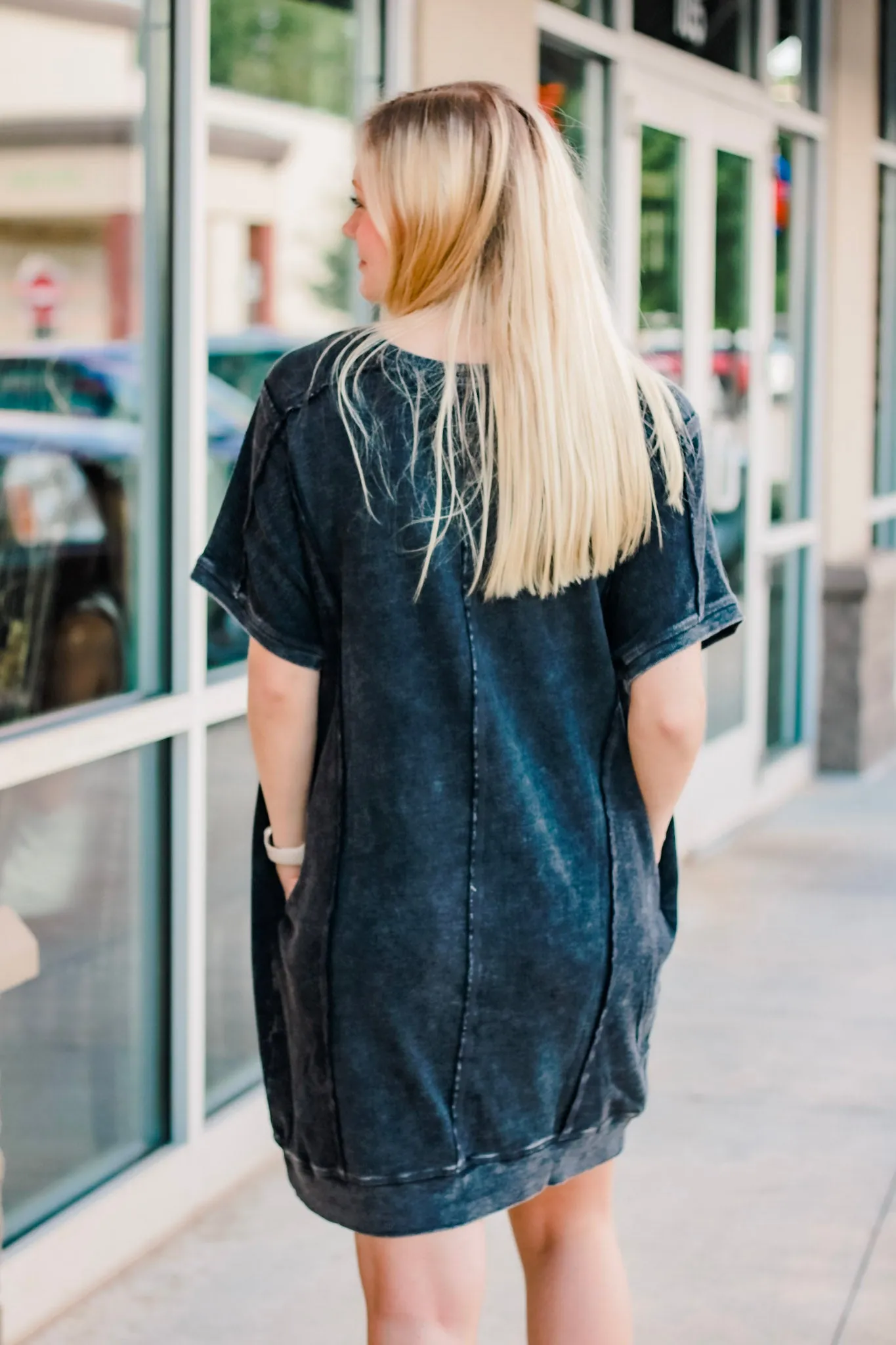 Let's Be Friends Washed Black Dress