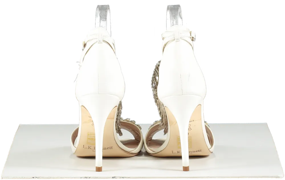 L.K.Bennett White X Jenny Packham Dahlia Ivory Crystals Sandals UK 7 EU 40 👠