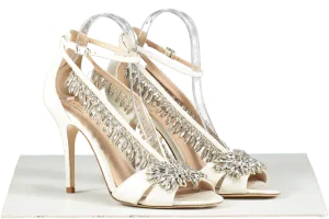 L.K.Bennett White X Jenny Packham Dahlia Ivory Crystals Sandals UK 7 EU 40 👠