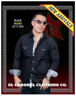 Los Altos Boots Long Sleeve Fashion Shirt In Black - STYLE: CC11105