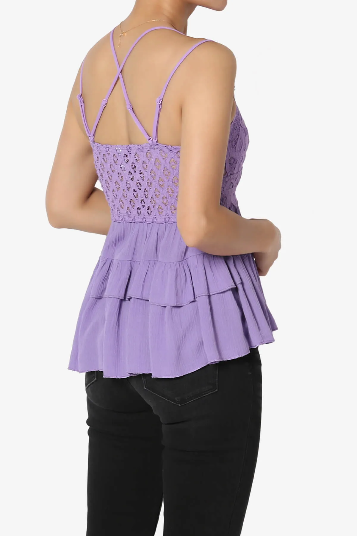 Lynden Crochet Lace Ruffle Peplum Cami PLUS