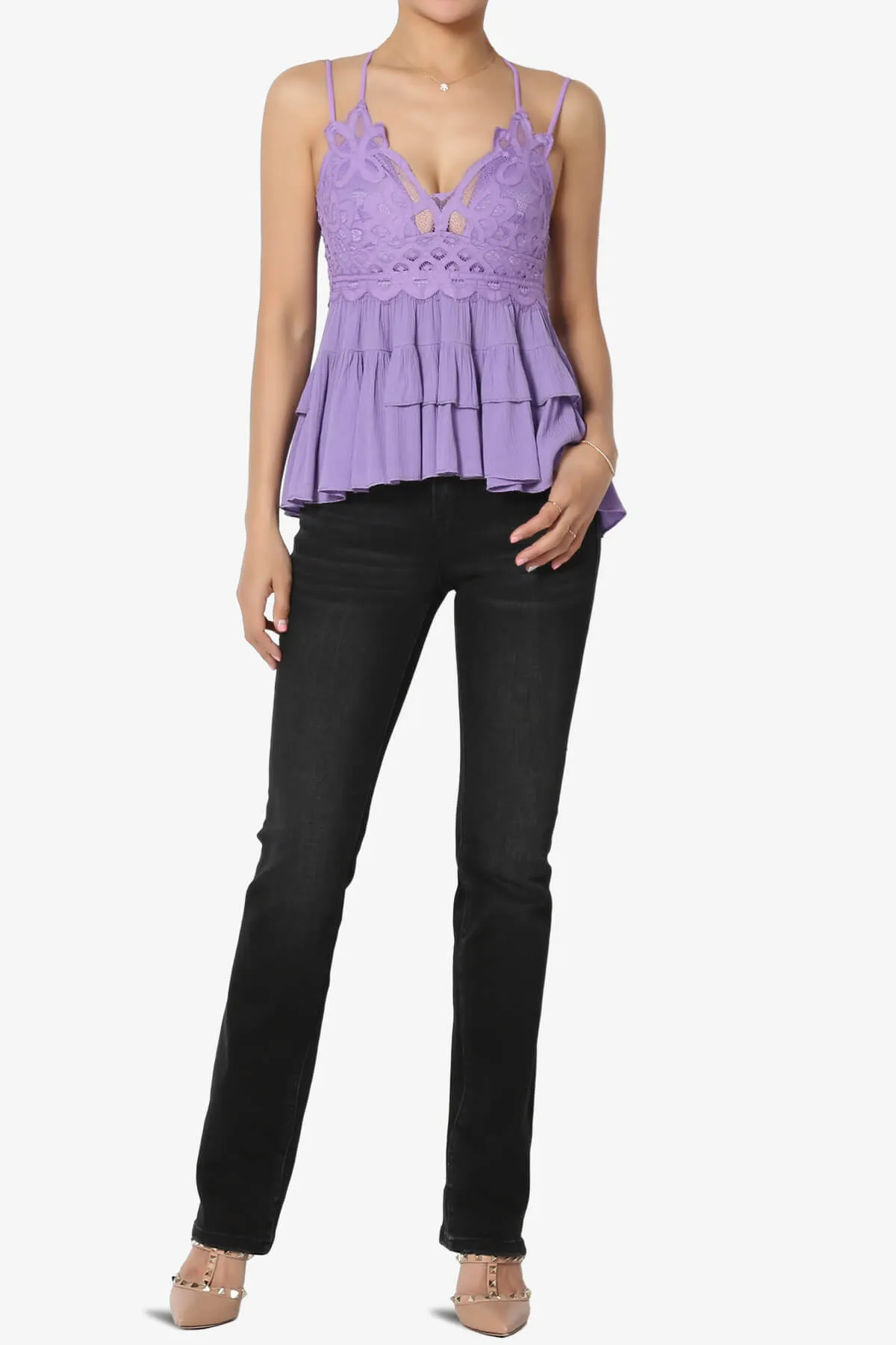 Lynden Crochet Lace Ruffle Peplum Cami PLUS