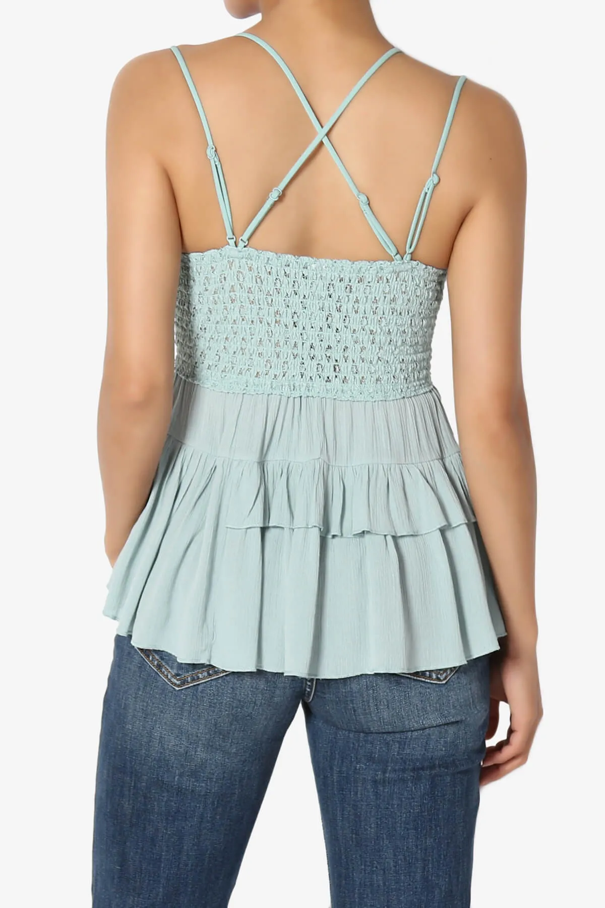 Lynden Crochet Lace Ruffle Peplum Cami PLUS