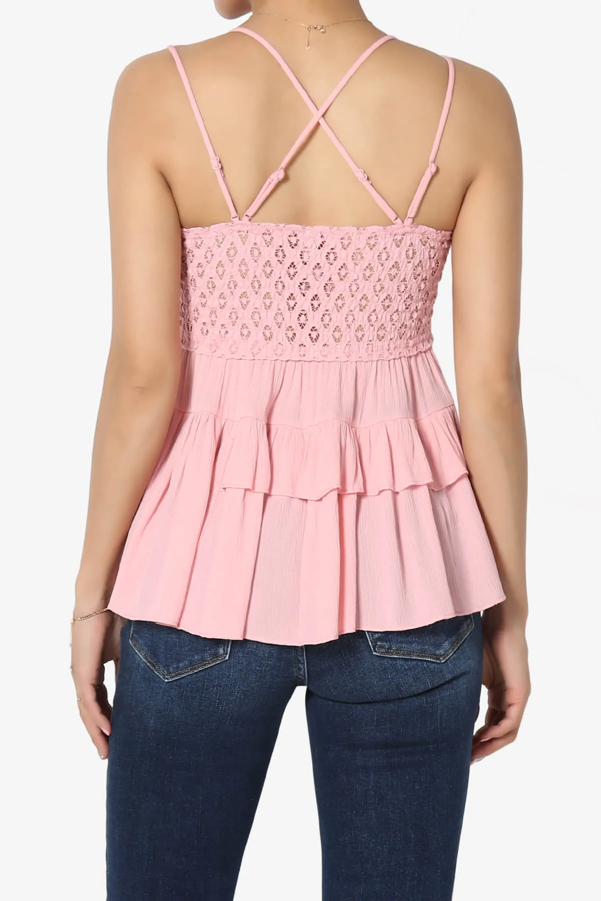 Lynden Crochet Lace Ruffle Peplum Cami PLUS