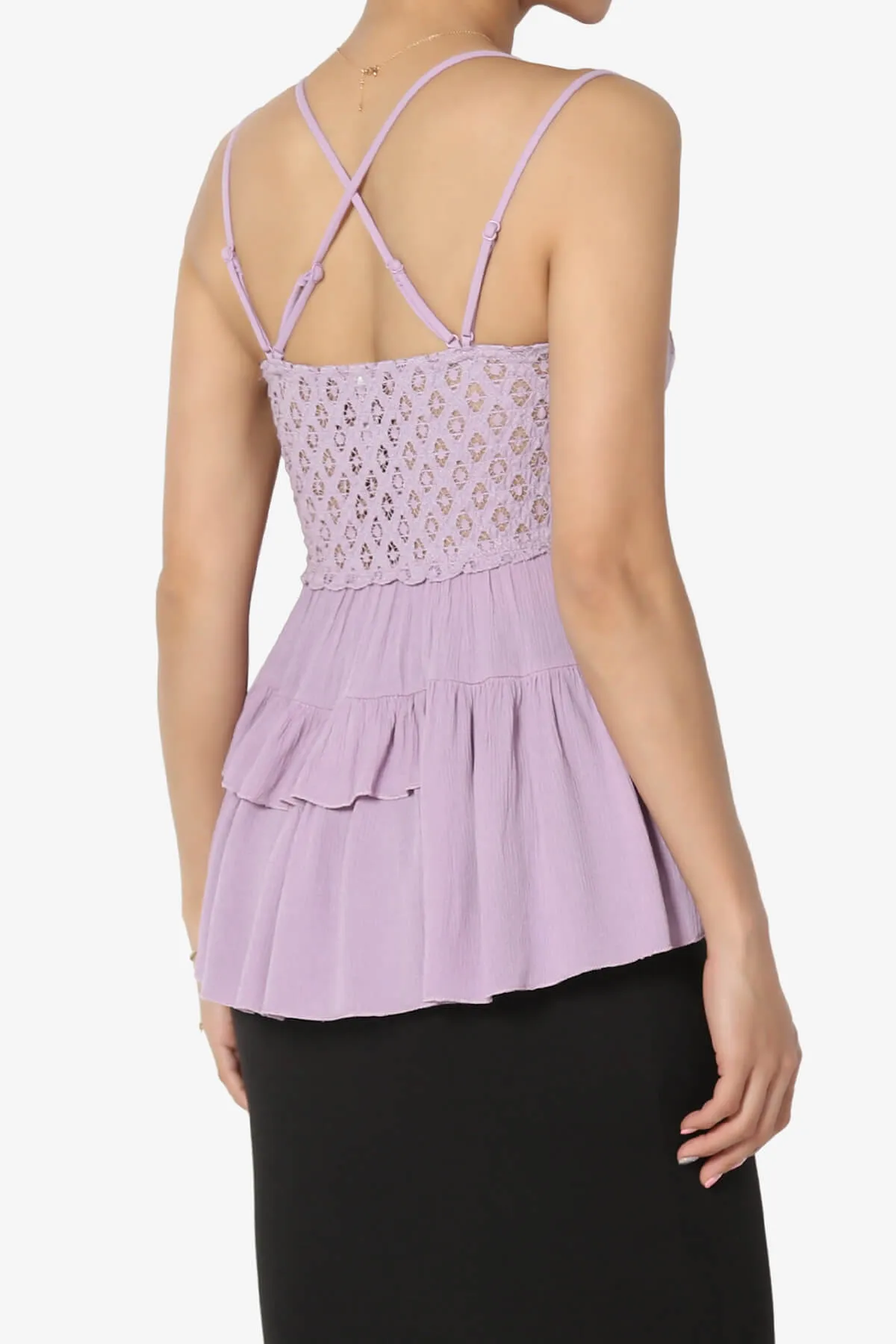 Lynden Crochet Lace Ruffle Peplum Cami PLUS
