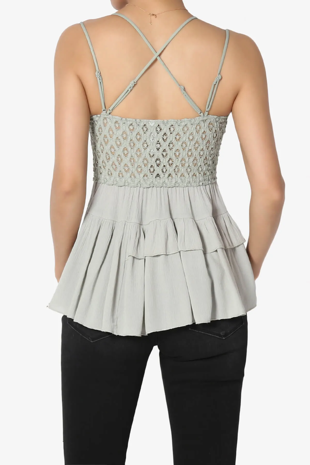 Lynden Crochet Lace Ruffle Peplum Cami PLUS