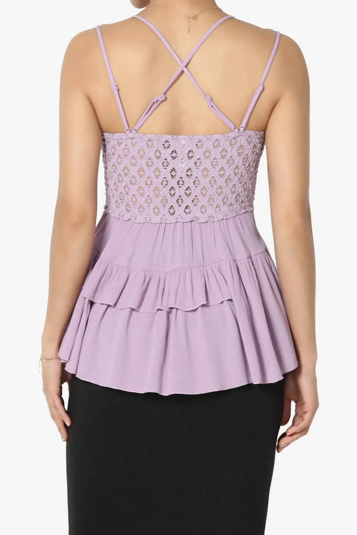 Lynden Crochet Lace Ruffle Peplum Cami PLUS