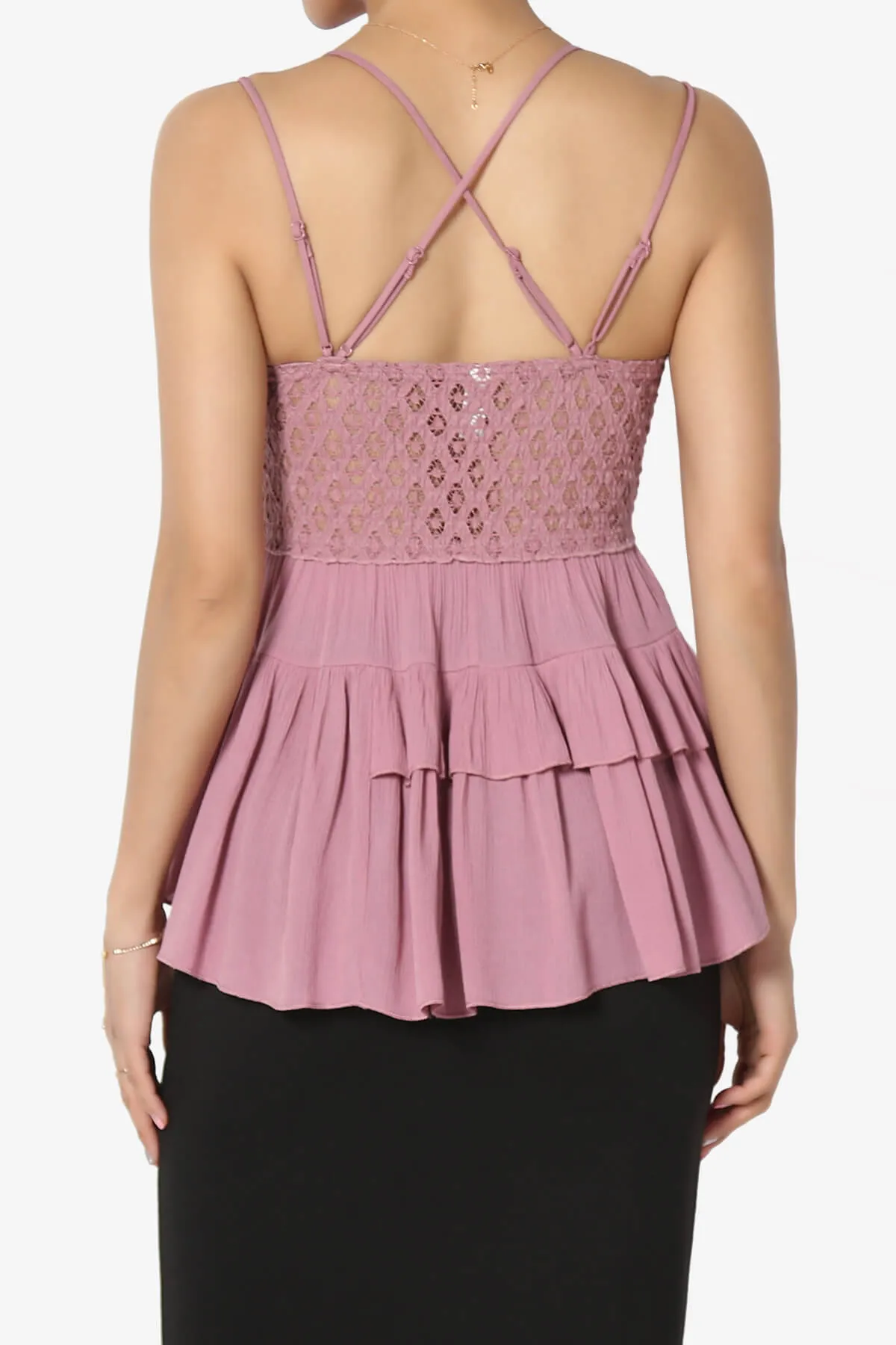 Lynden Crochet Lace Ruffle Peplum Cami PLUS