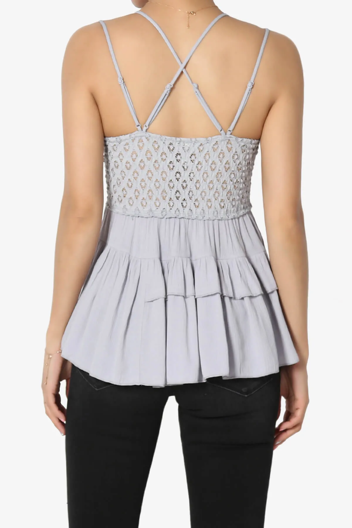 Lynden Crochet Lace Ruffle Peplum Cami PLUS