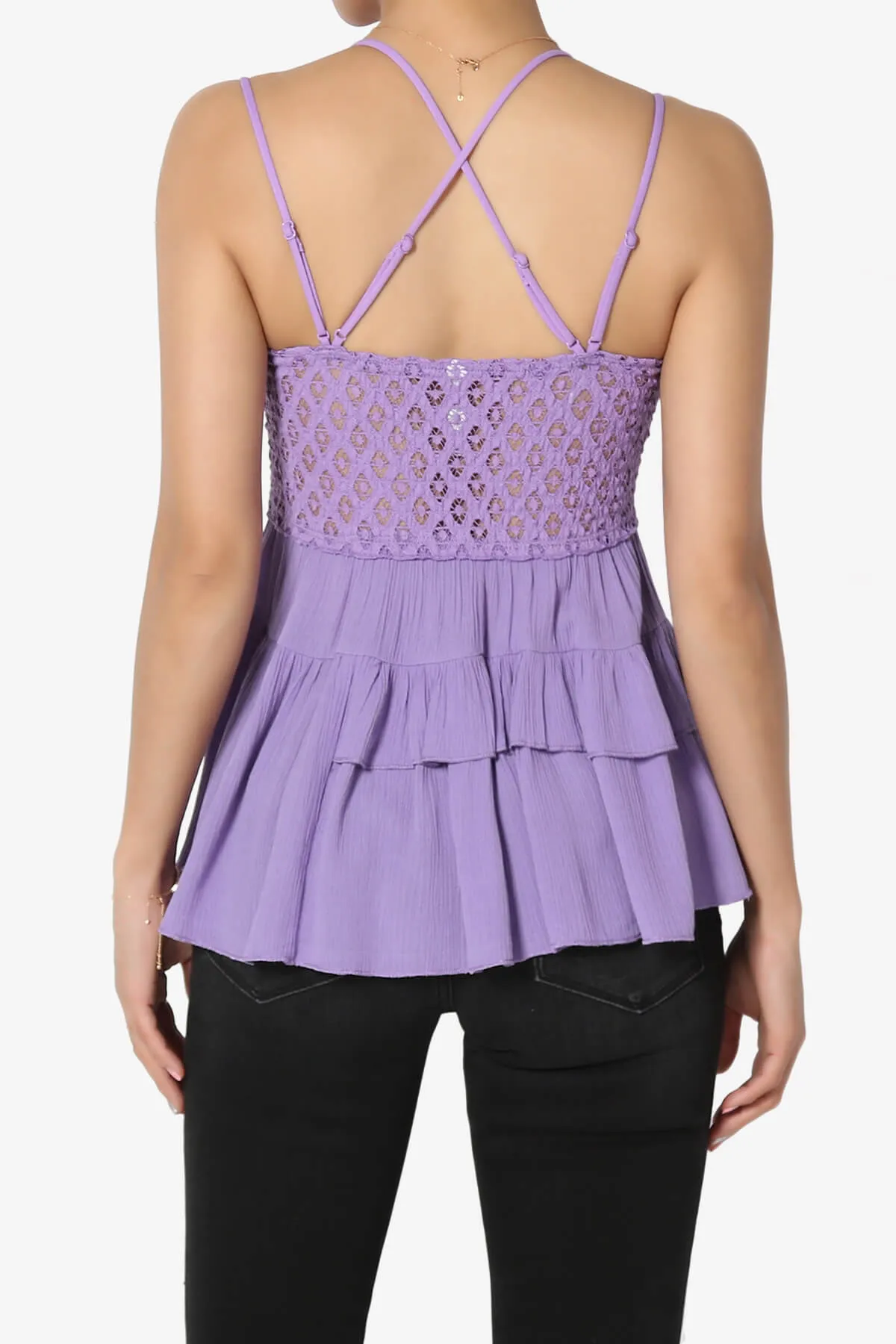 Lynden Crochet Lace Ruffle Peplum Cami PLUS