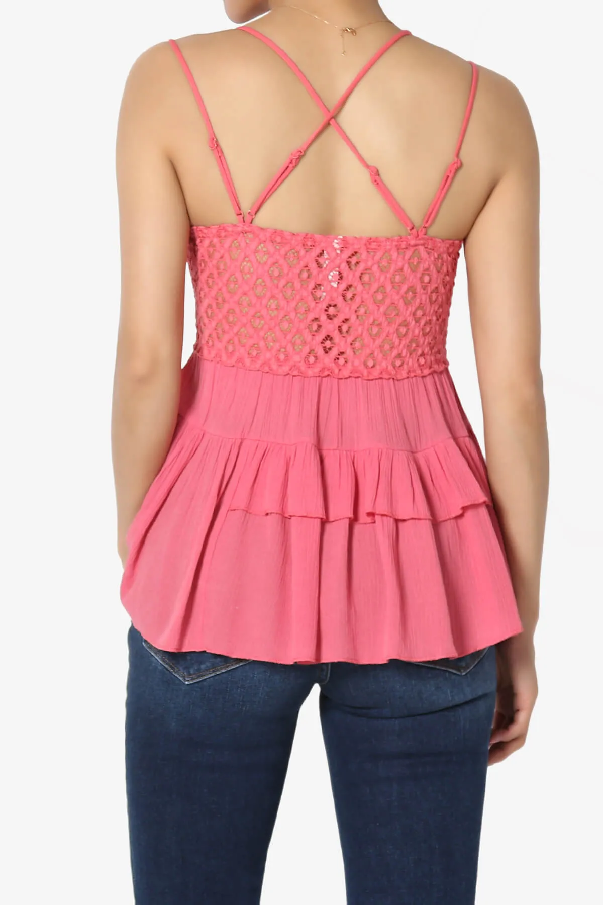 Lynden Crochet Lace Ruffle Peplum Cami PLUS