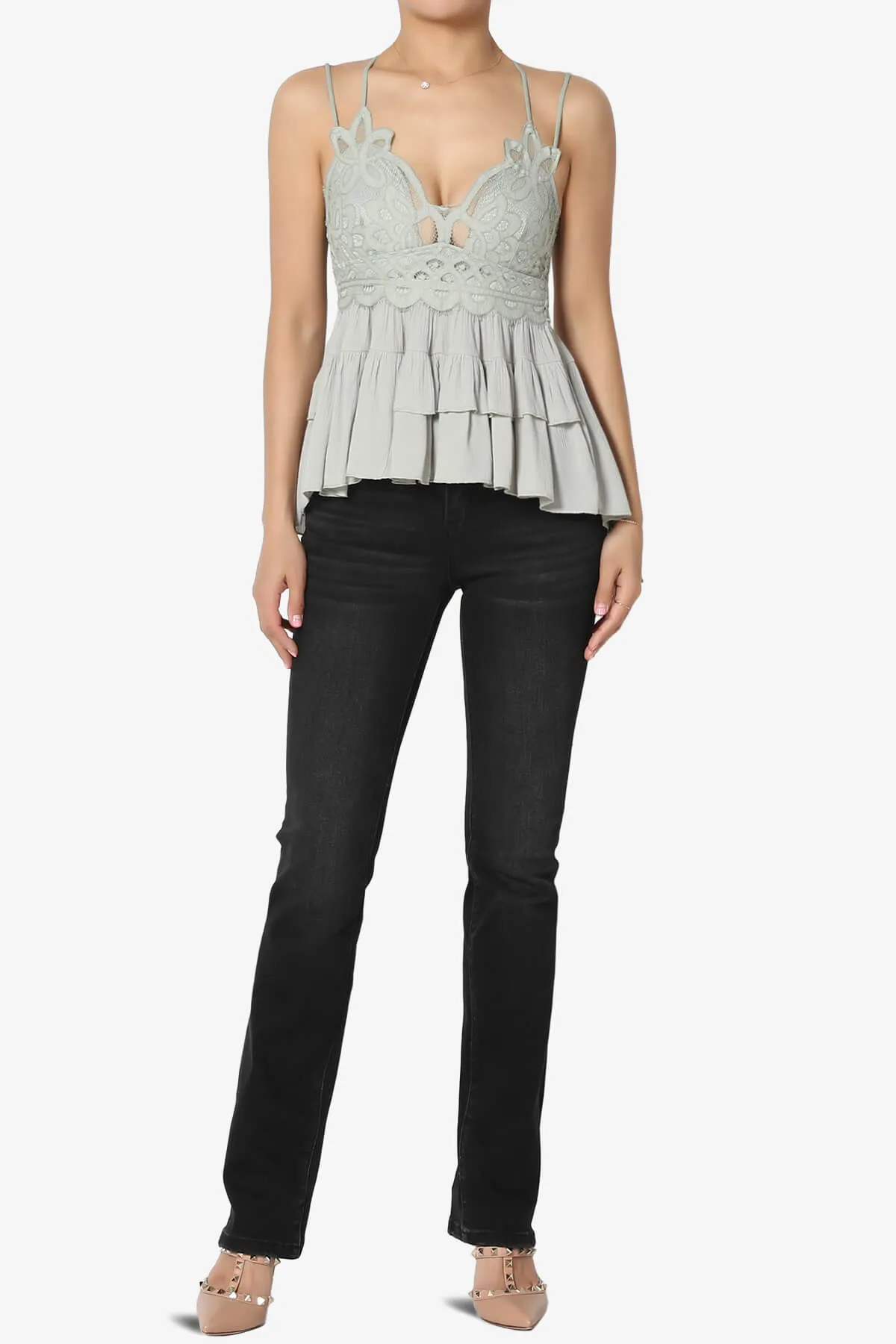 Lynden Crochet Lace Ruffle Peplum Cami PLUS