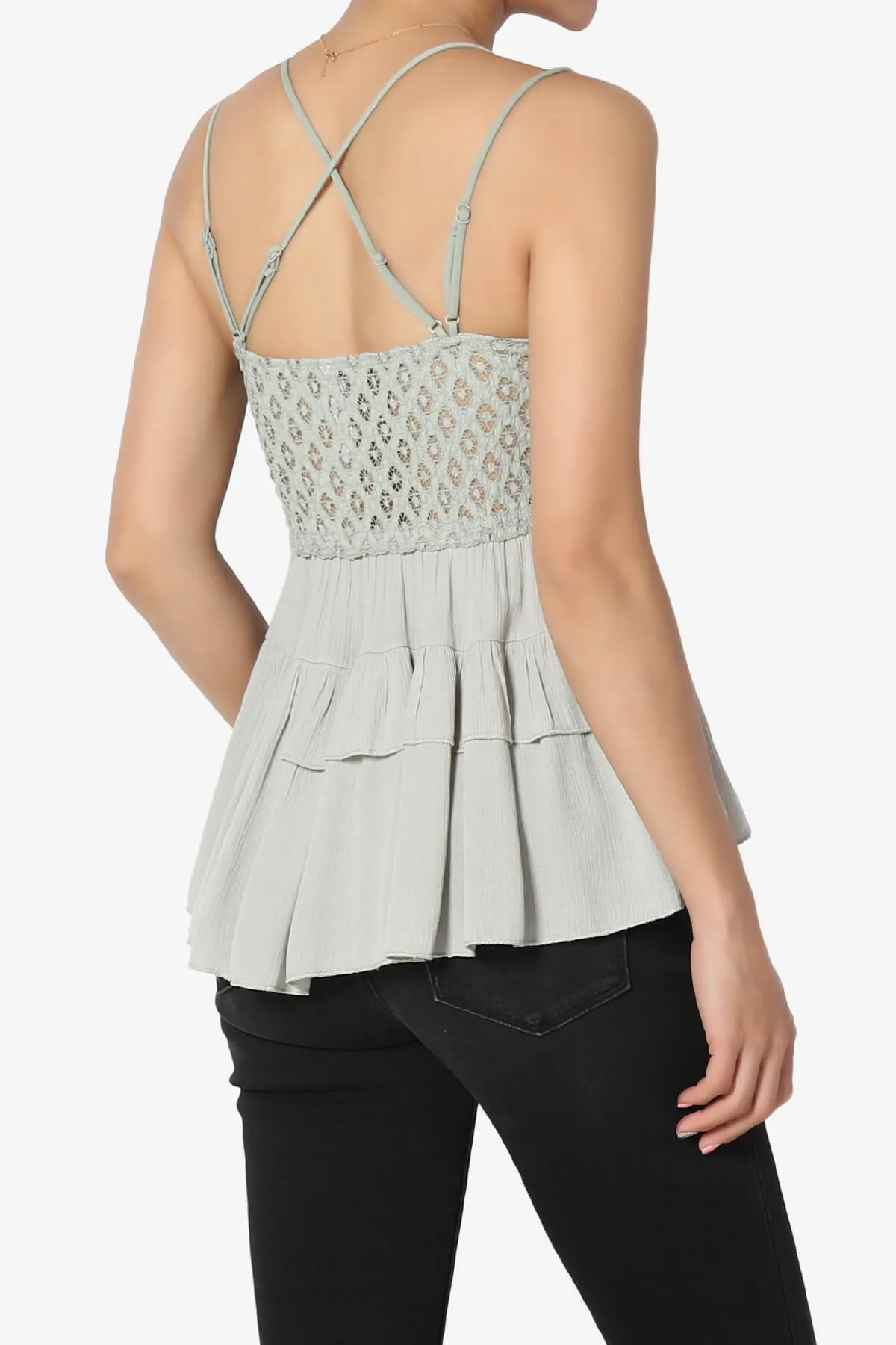 Lynden Crochet Lace Ruffle Peplum Cami PLUS