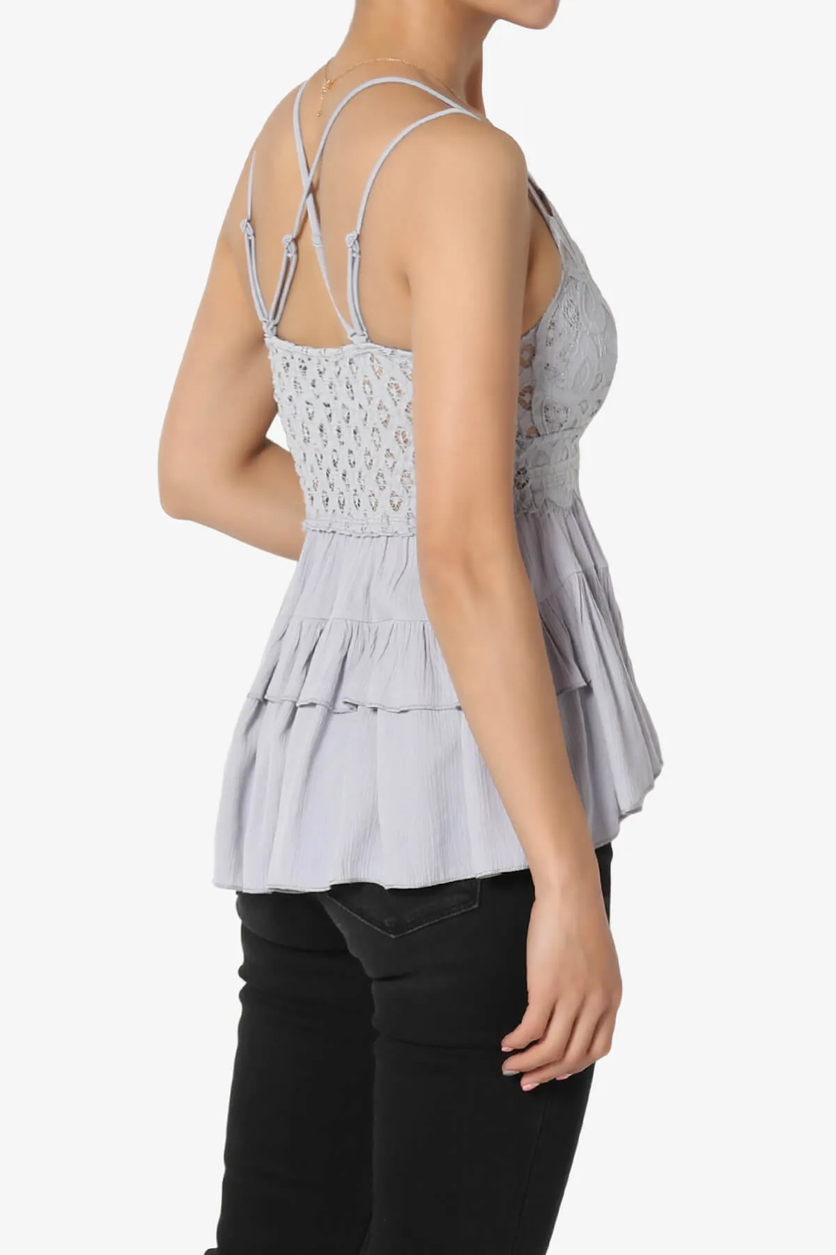 Lynden Crochet Lace Ruffle Peplum Cami PLUS
