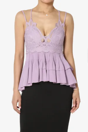 Lynden Crochet Lace Ruffle Peplum Cami PLUS