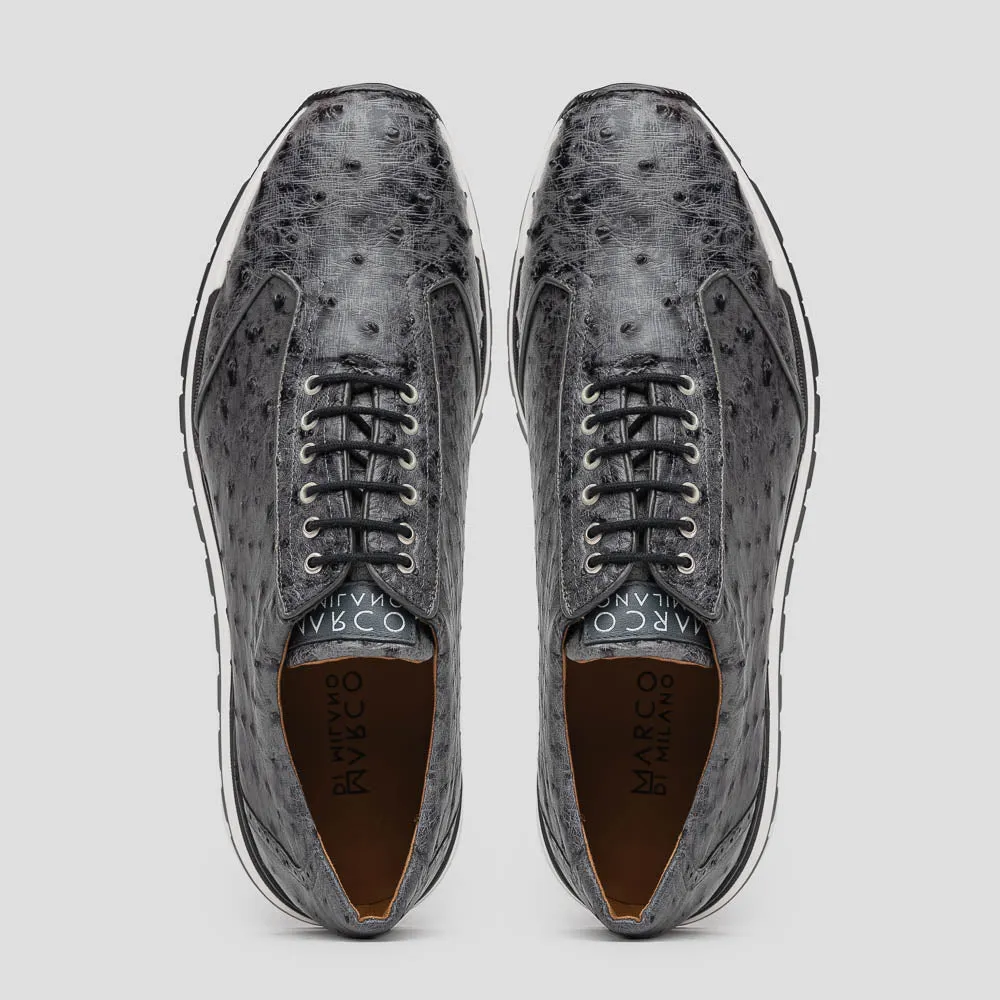 Marco Di Milano Scanno Antique Gray Ostrich Quill Sneakers
