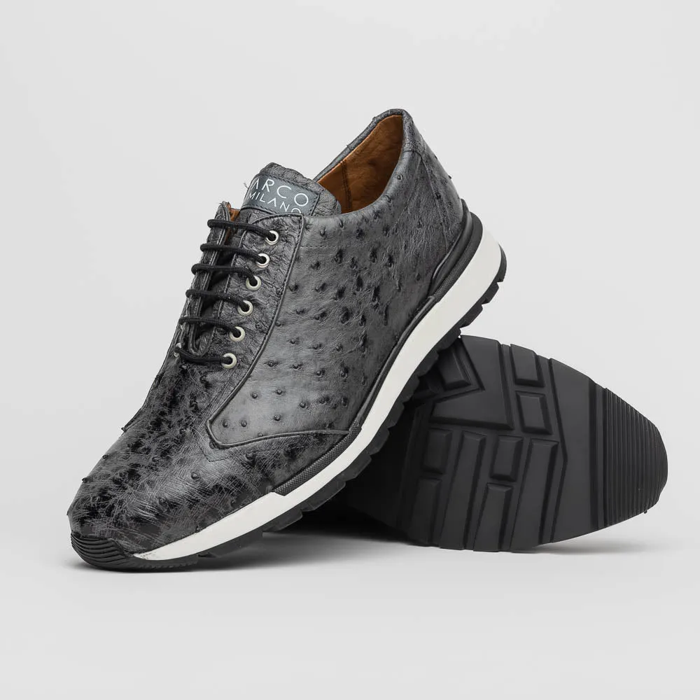 Marco Di Milano Scanno Antique Gray Ostrich Quill Sneakers